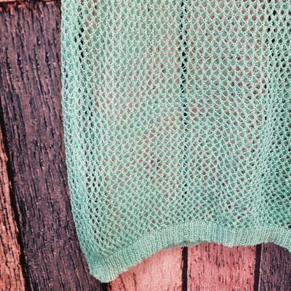 LF Millau White and Emerald Open Knit Sweater - Picture 4 of 5